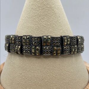 Vintage Sterling Silver 925 Marcasite Link Bracelet 8”L